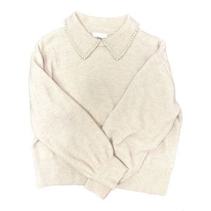 H&M Pearl Beaded Collar Wool Knit Sweater (Medium)
